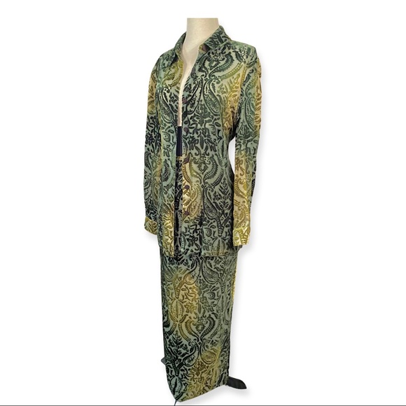 Vintage 1990s Velvet On Silk Maxi Skirt and Blouse, - Picture 14 of 16